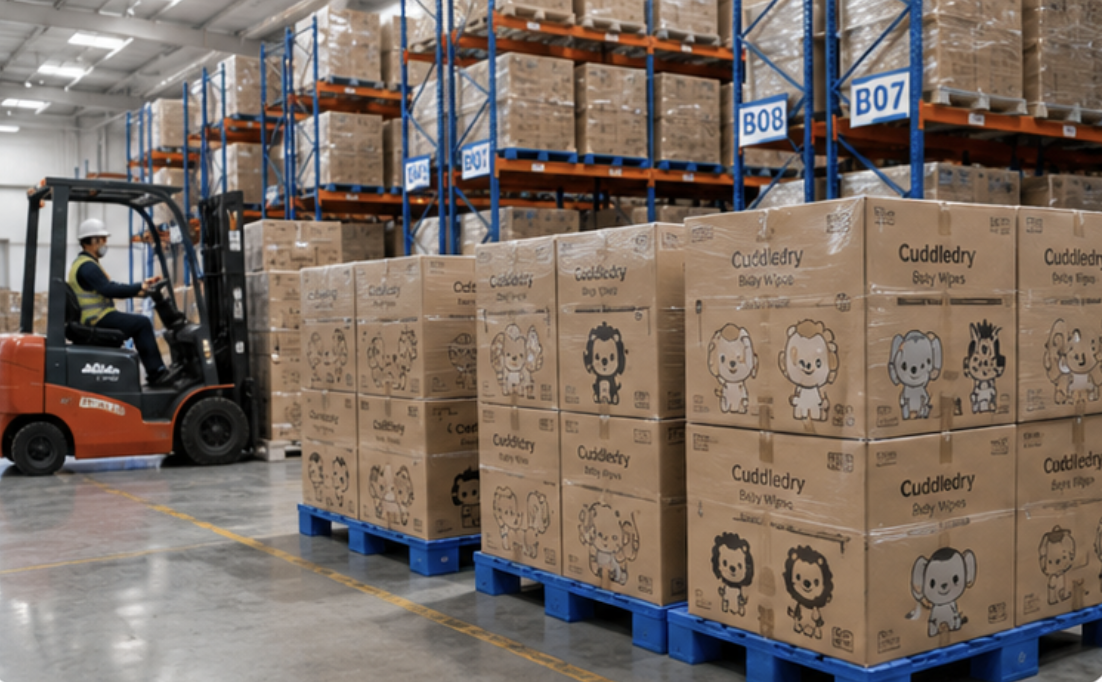 Cuddledry diaper warehouse and export packaging - ready-to-ship baby diaper cartons for Southeast Asia distributors and wholesalers