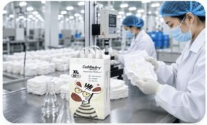 baby diaper manufacturing process in factory