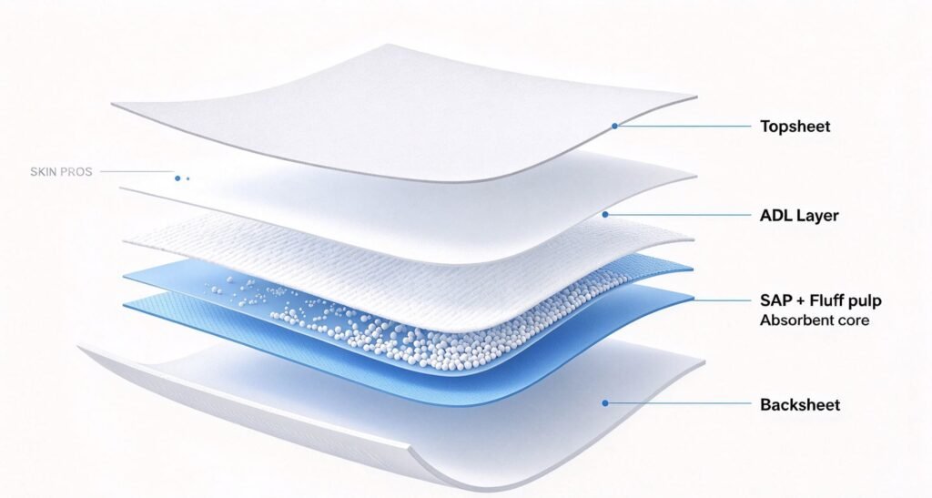 private label baby diapers material structure