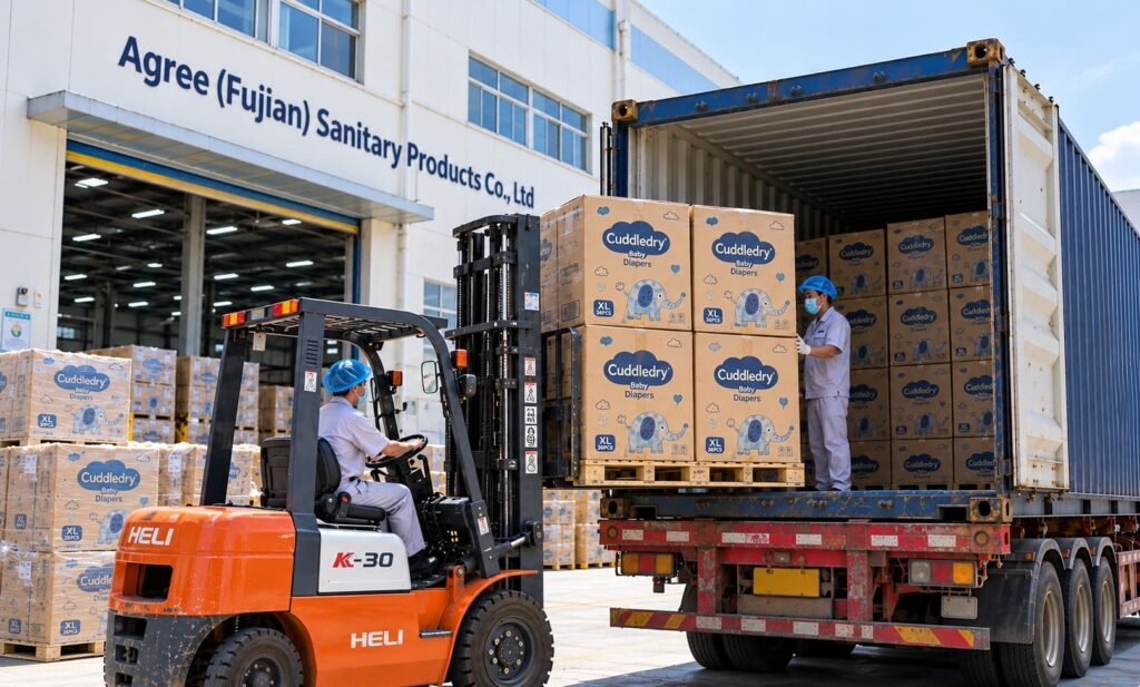 baby diaper container loading for importers