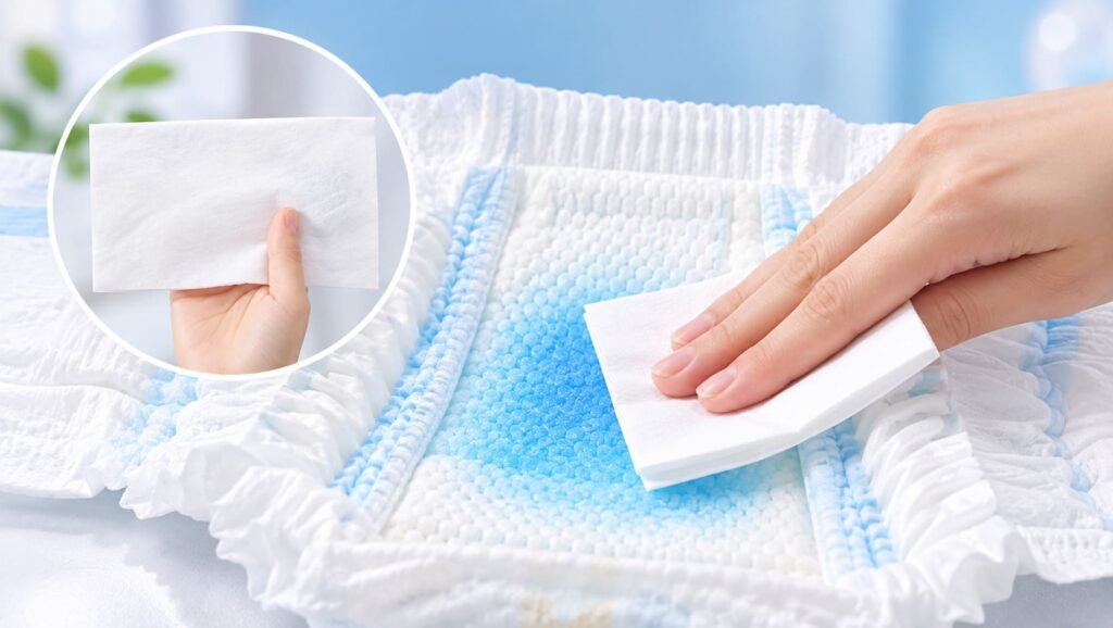 baby diaper rewet test for surface dryness